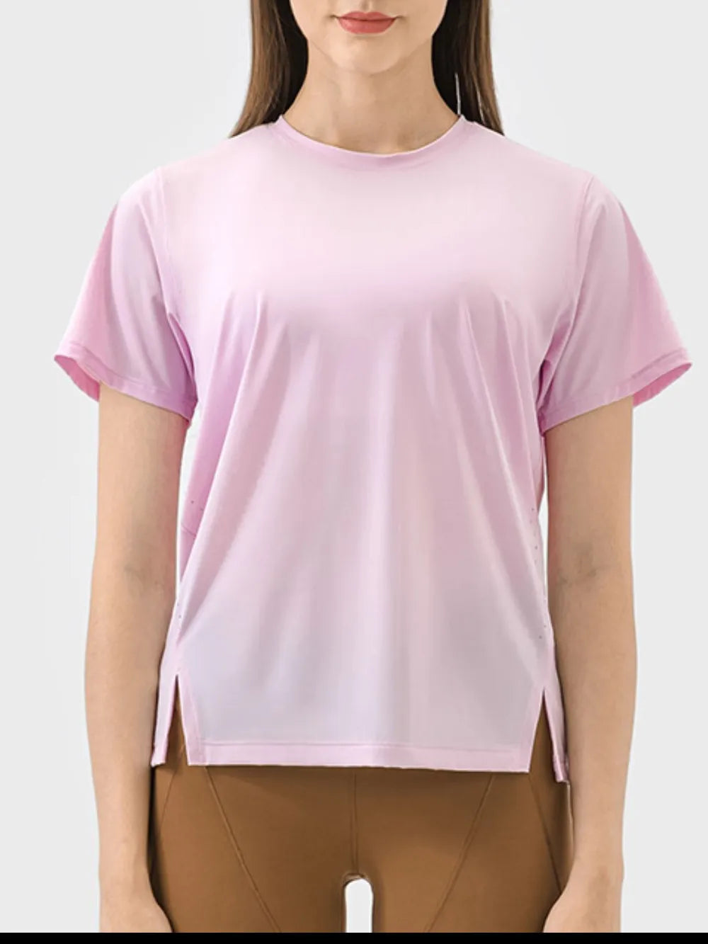women's millennia slit round neck short sleeve active t-shirt - additional image