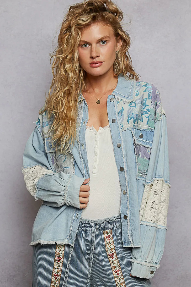 belted outerwear jacket in city snow