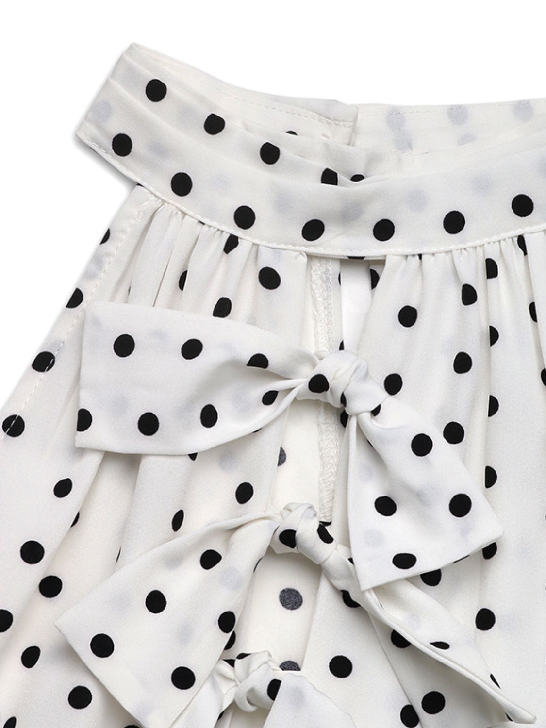 Perfee Bow Front Polka Dot Sleeveless Midi Dress