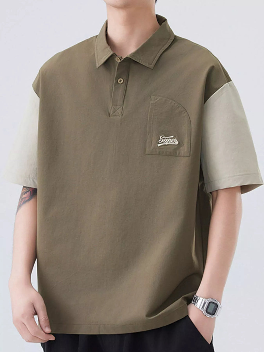 men's men's plus size button detail short sleeve casual polo - main product image