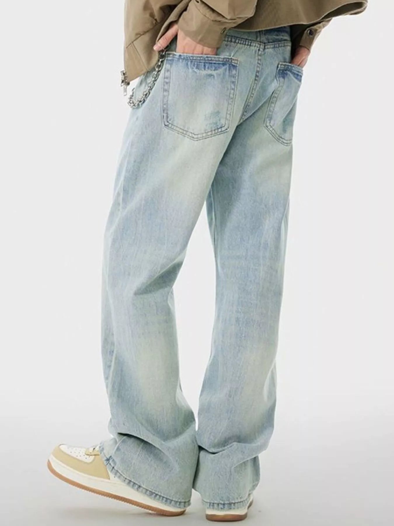 men's men's wash wide leg jeans - extra view