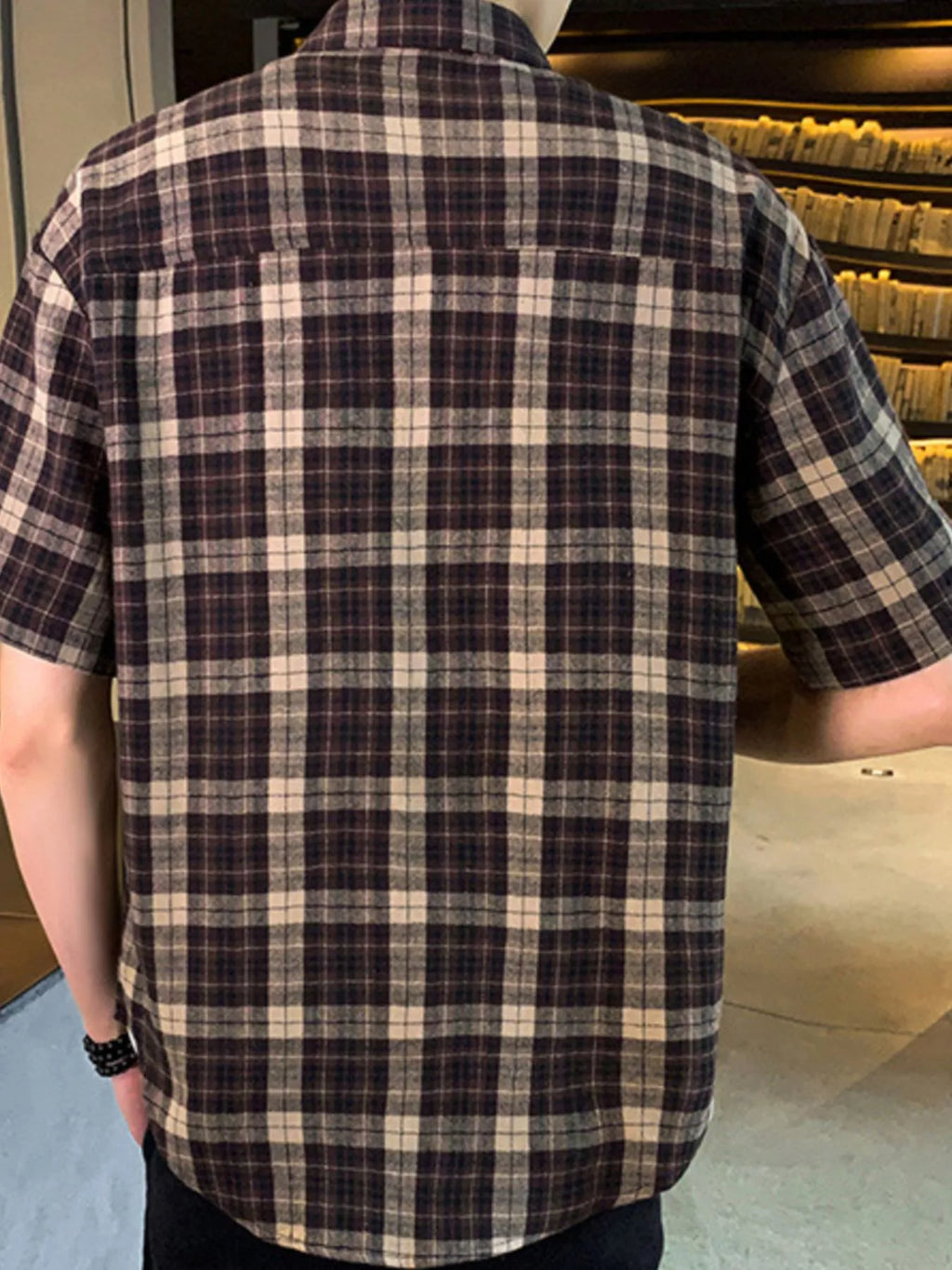 men's men's plus size casual plaid short sleeve shirt - extra view