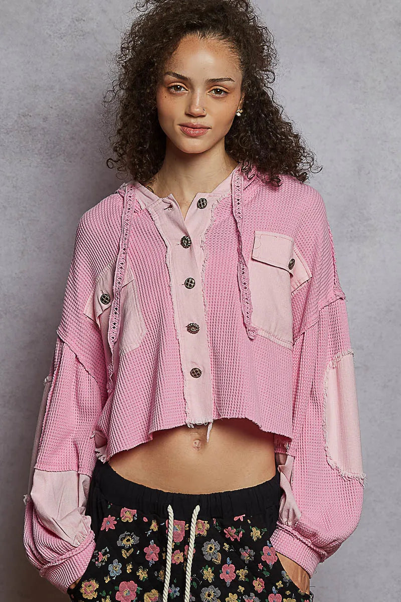 quilted outerwear jacket in city snow