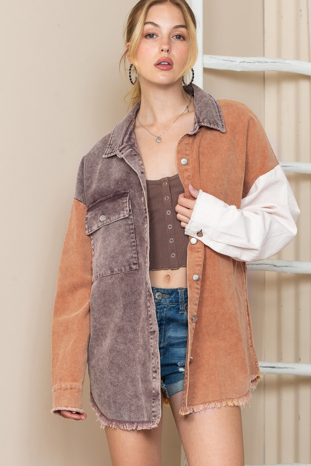 oversized winter jacket for women worn open