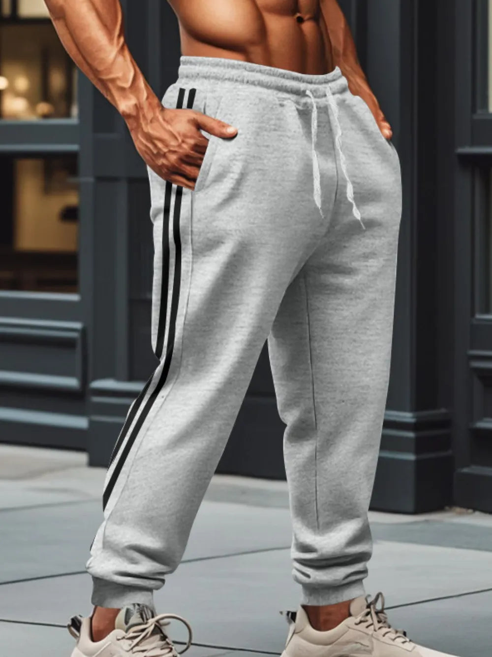 men’s apparel — men's full size drawstring pants with pockets plus size