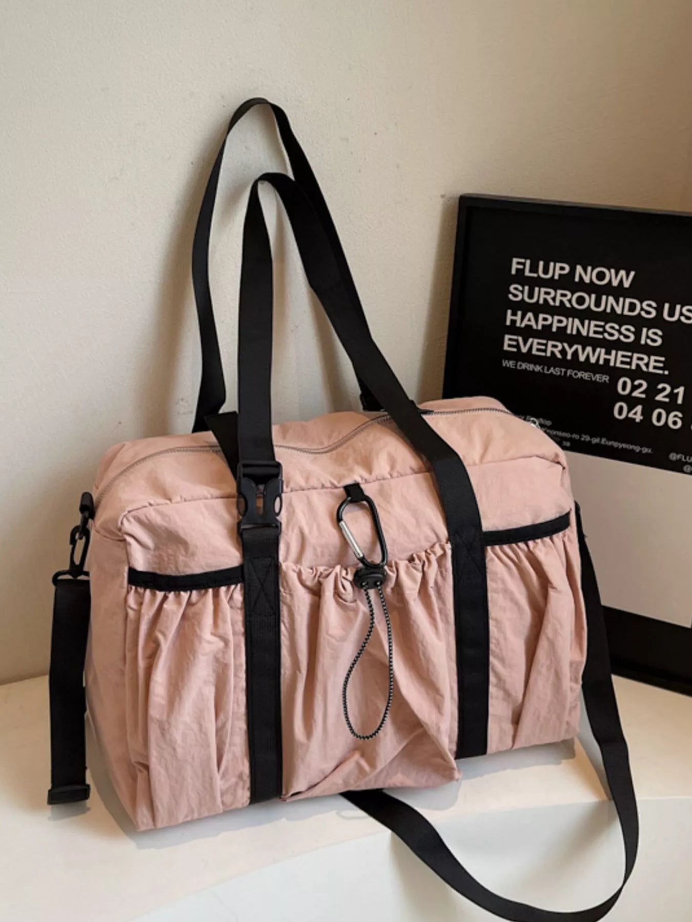 canvas travel duffel bag - close-up detail