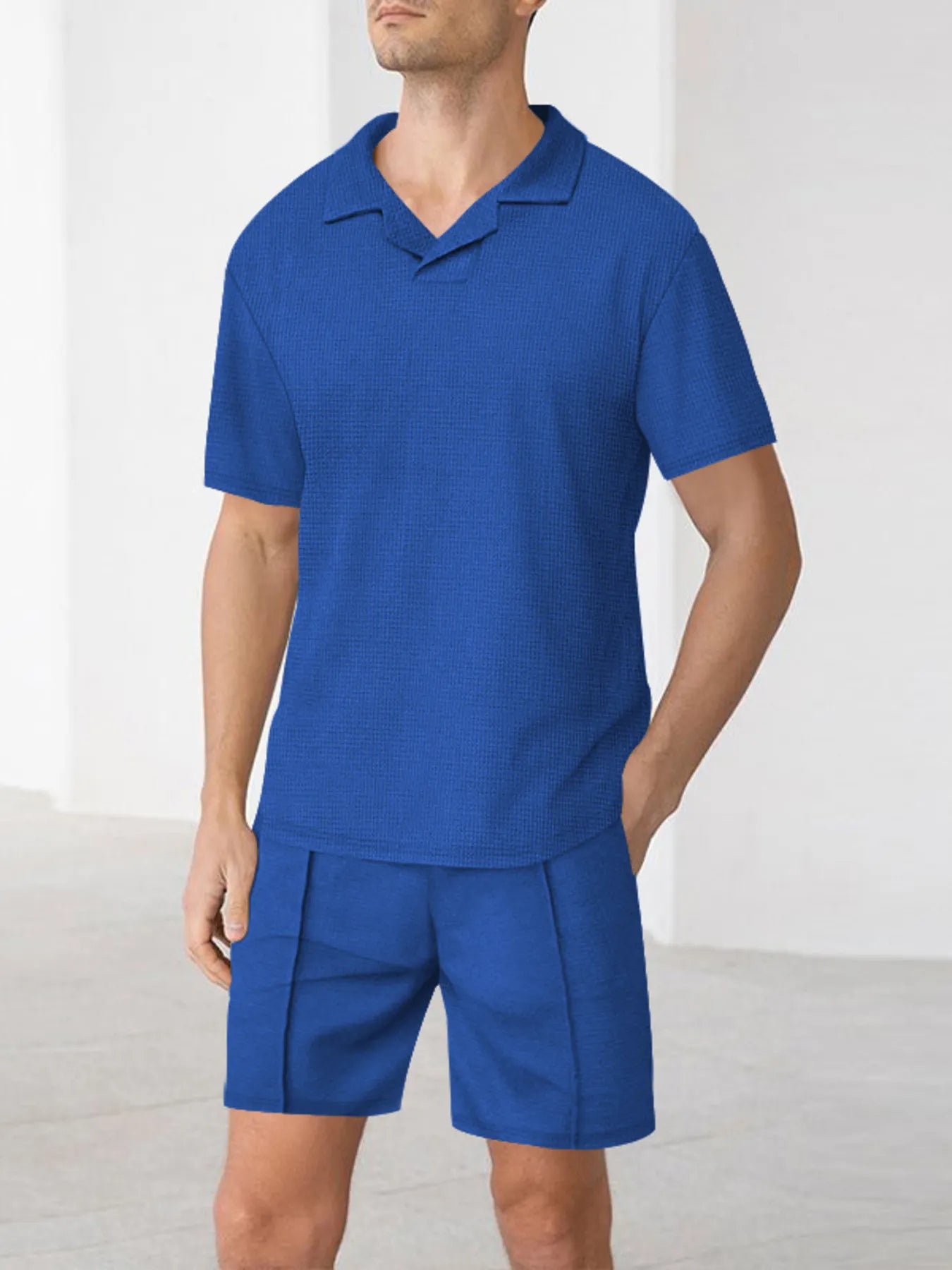 men's men's full size short sleeve top and shorts matching set plus size - main product image
