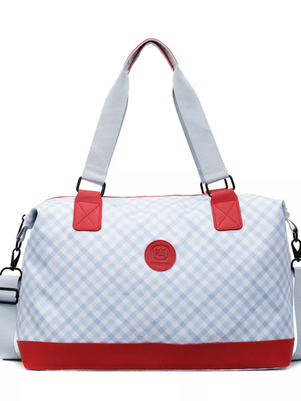 women's checkered pattern travel bag - alternate angle