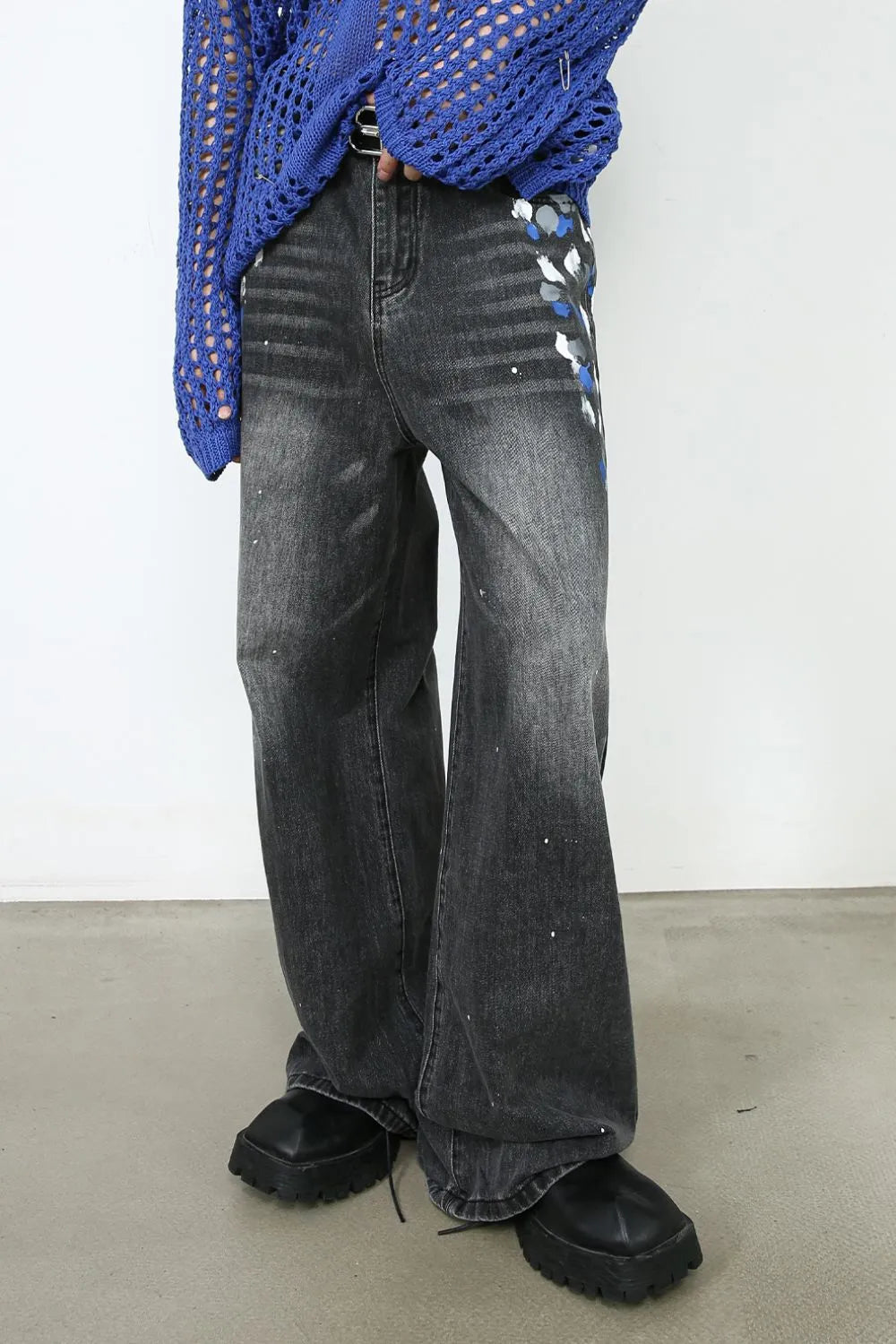 Men's Wide Leg Jeans Dark