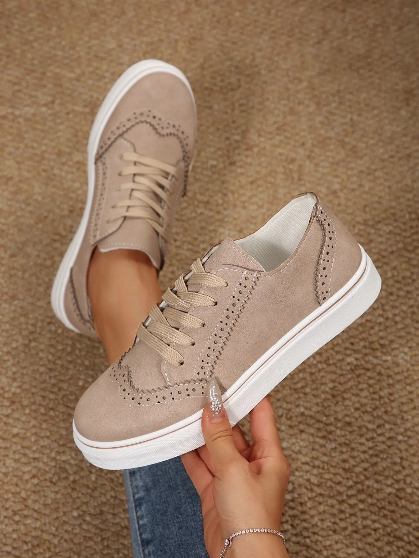 women's lace up round toe platform sneakers - second view