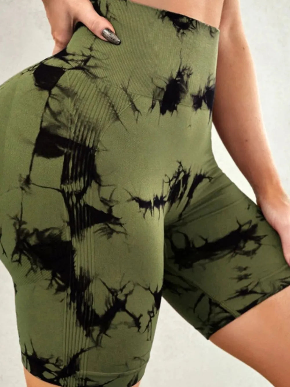 women's tie-dye high waist active shorts - extra view