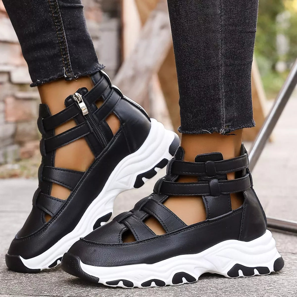 women's cutout platform sneakers - additional angle
