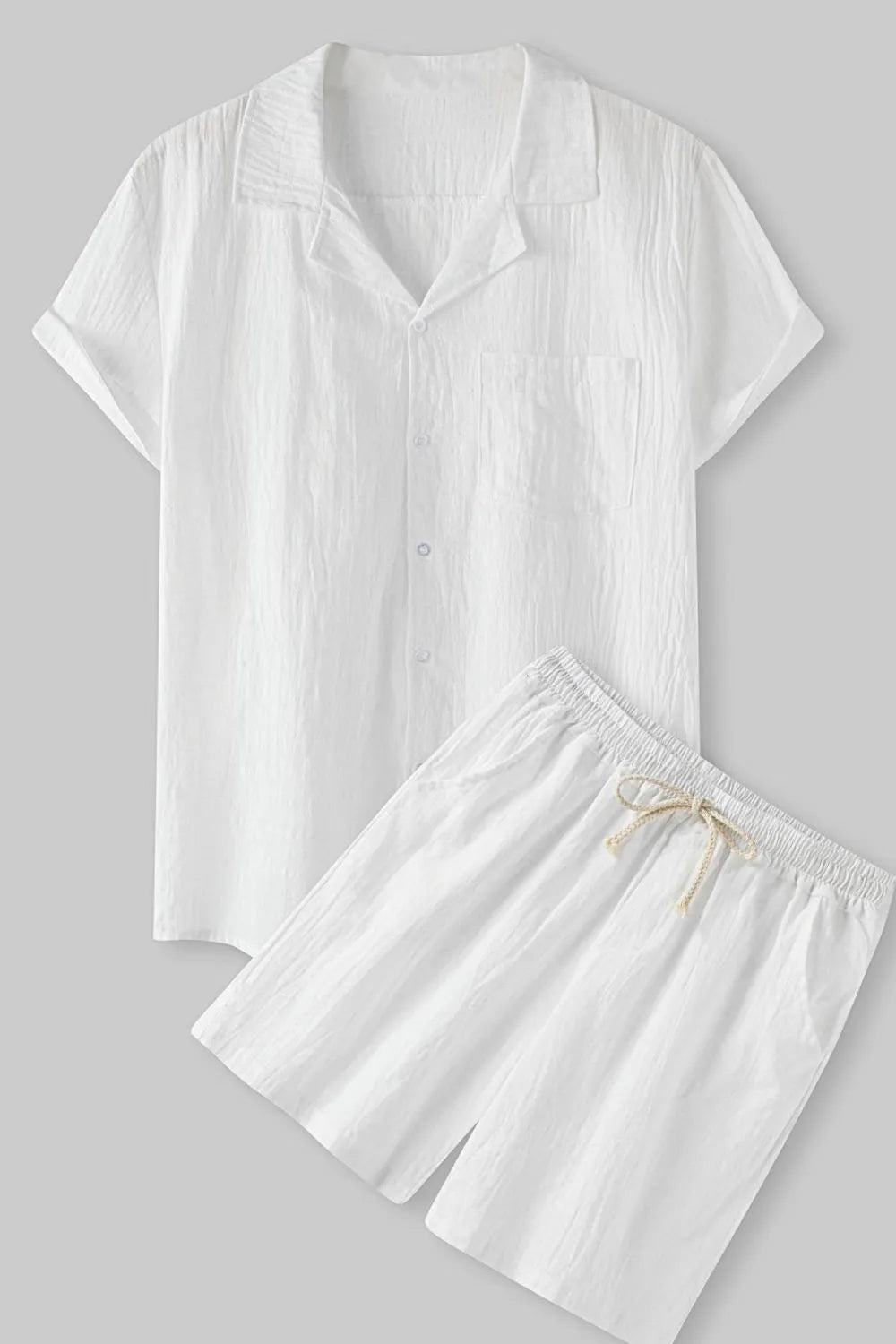 men's men's short sleeve shirt and shorts set - product showcase