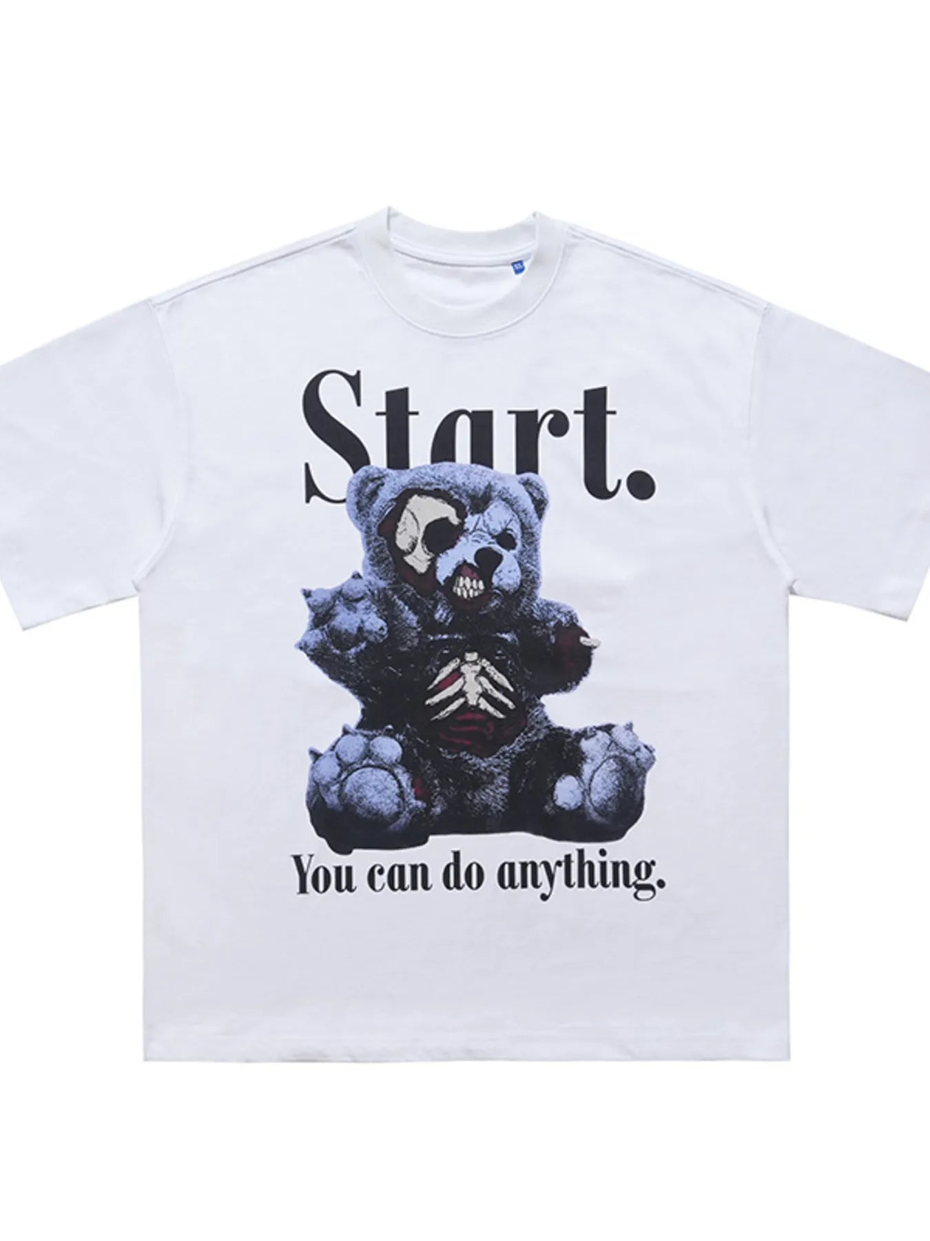 men's men's teddy bear graphic round neck oversized t-shirt - styling option