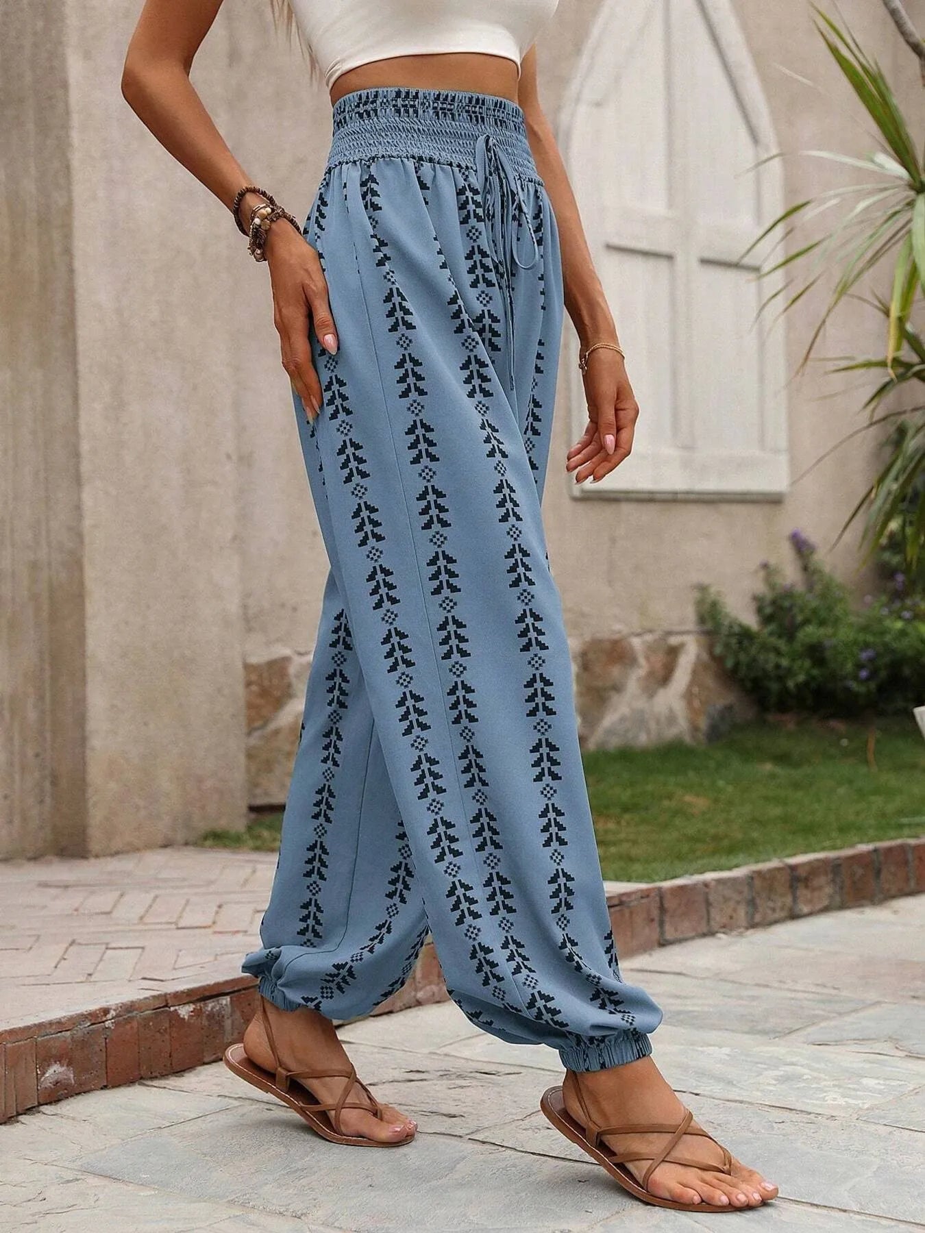 Printed Wide Leg Pants