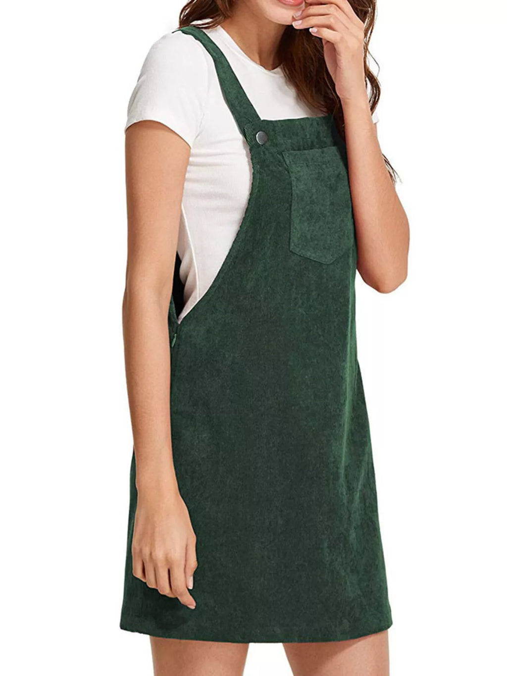 women's corduroy wide strap overall dress - extra view