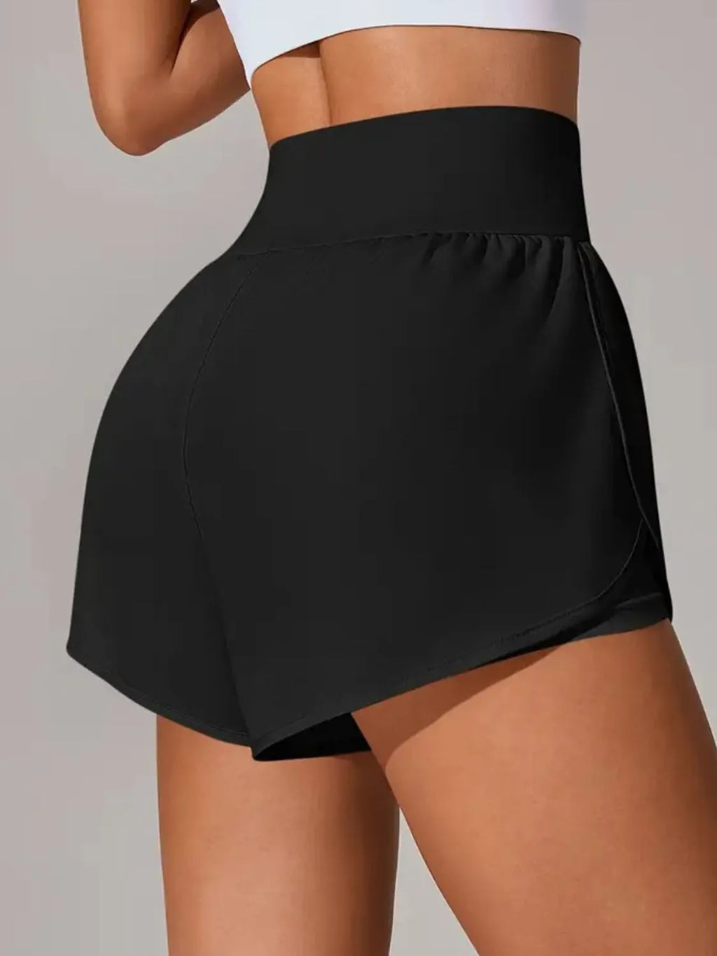 women's pocketed high waist active shorts - additional image