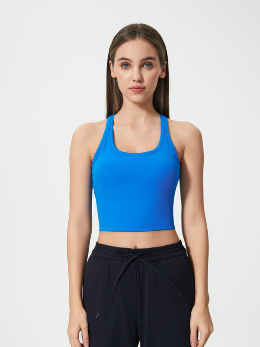 Millennia Scoop Neck Active Tank with Detachable Chest Pads Royal Blue