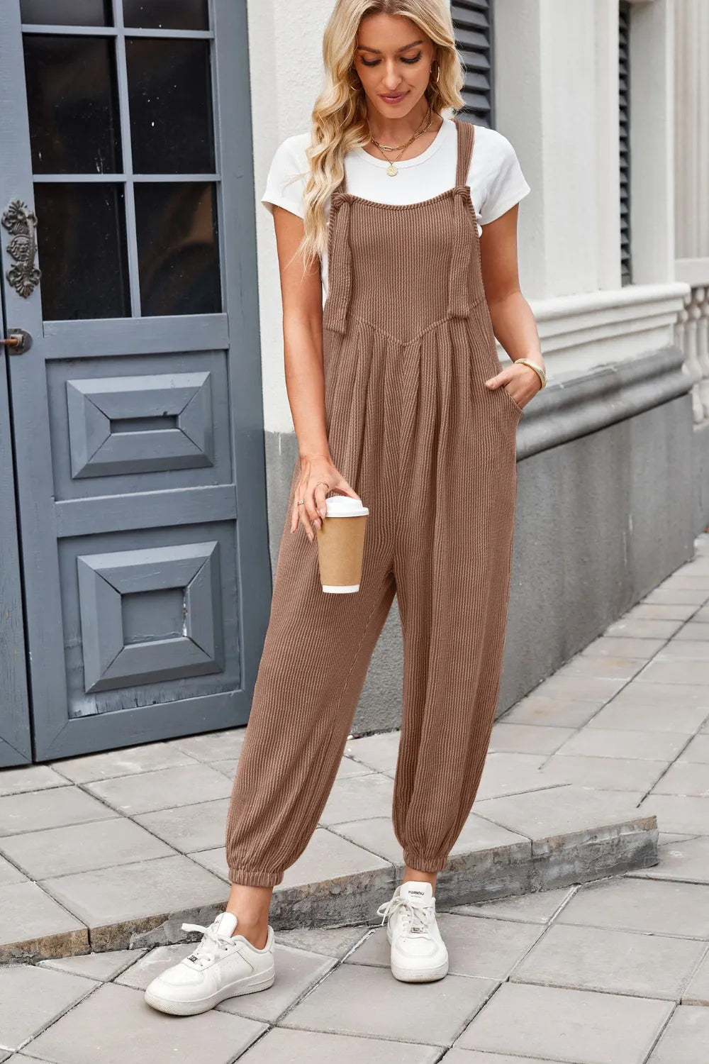 Lovelet Knotted Strap Overalls with Pockets