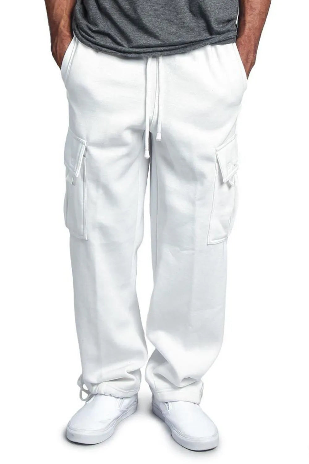 Men's Full Size Drawstring Pants Plus Size White