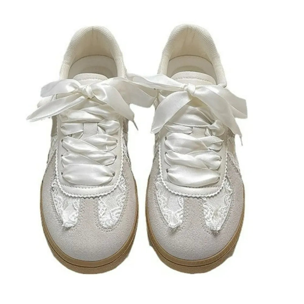 Round Toe Flats Sneakers Beige