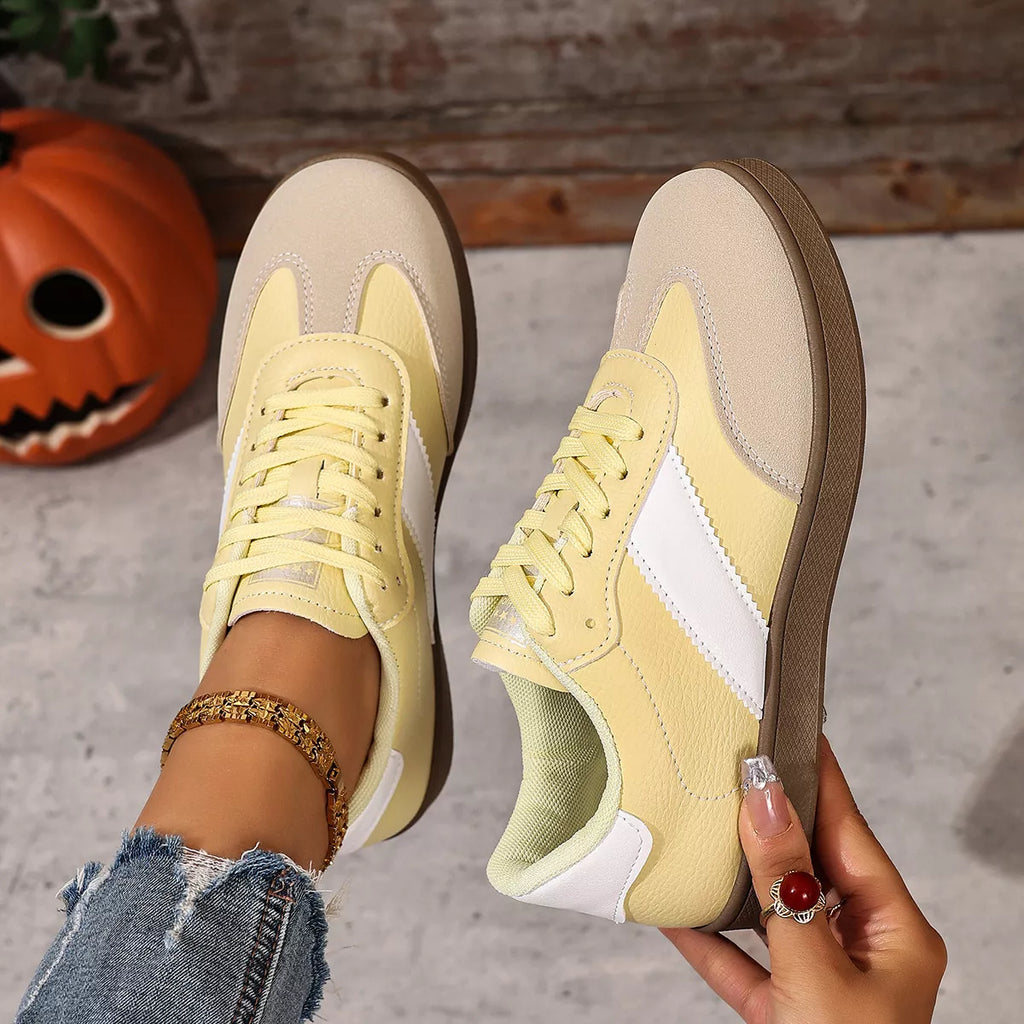 women's round toe lace up sneakers - extra view