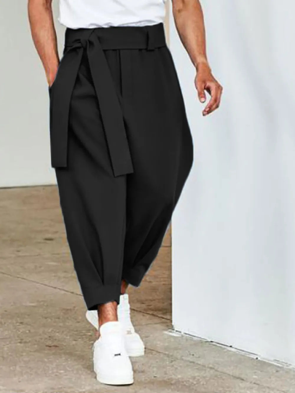 Men's Full Size Mid Rise Cropped Pants Plus Size Black