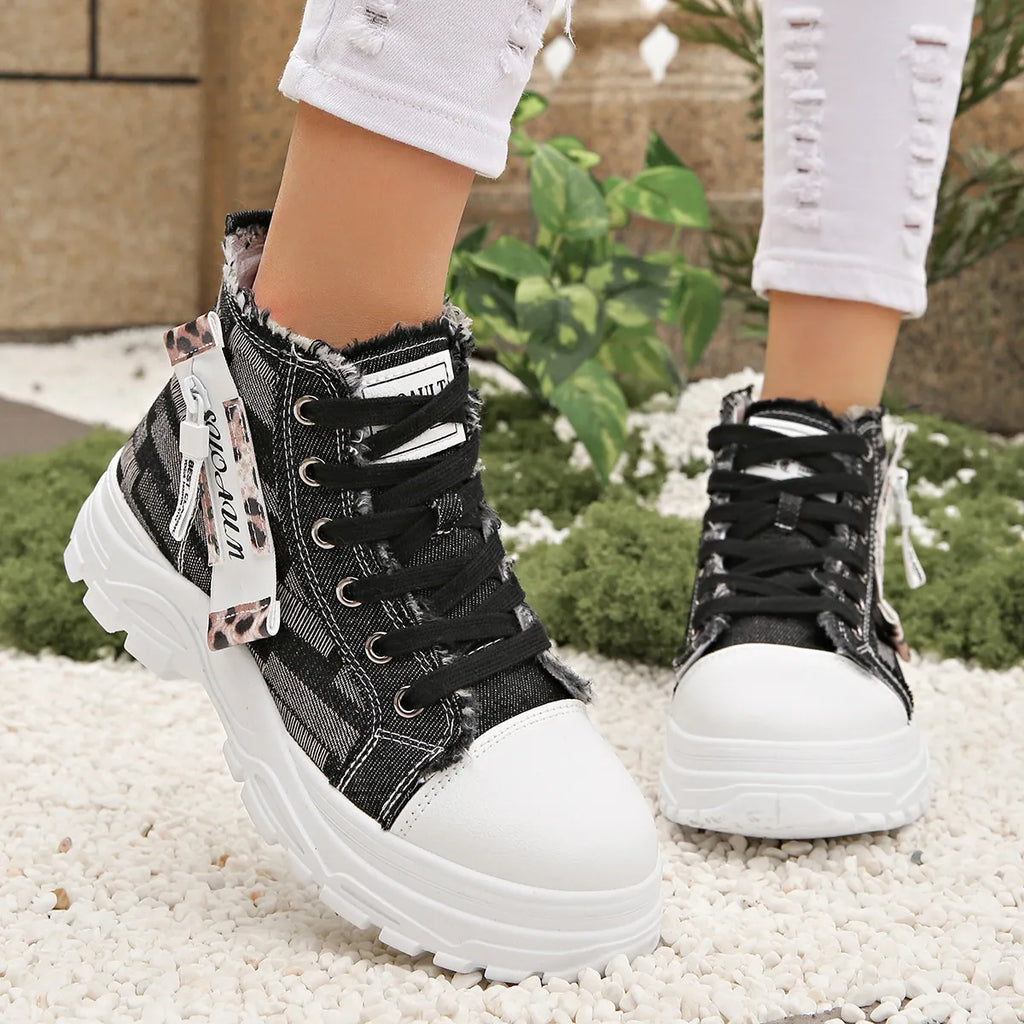 women's lace up platform sneakers - product showcase