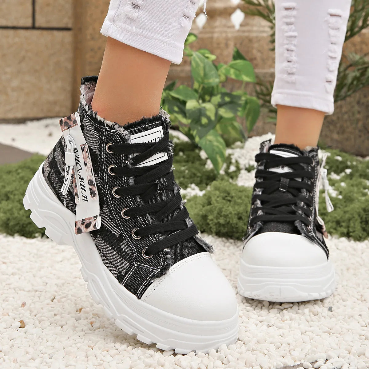 women's lace up platform sneakers - product showcase