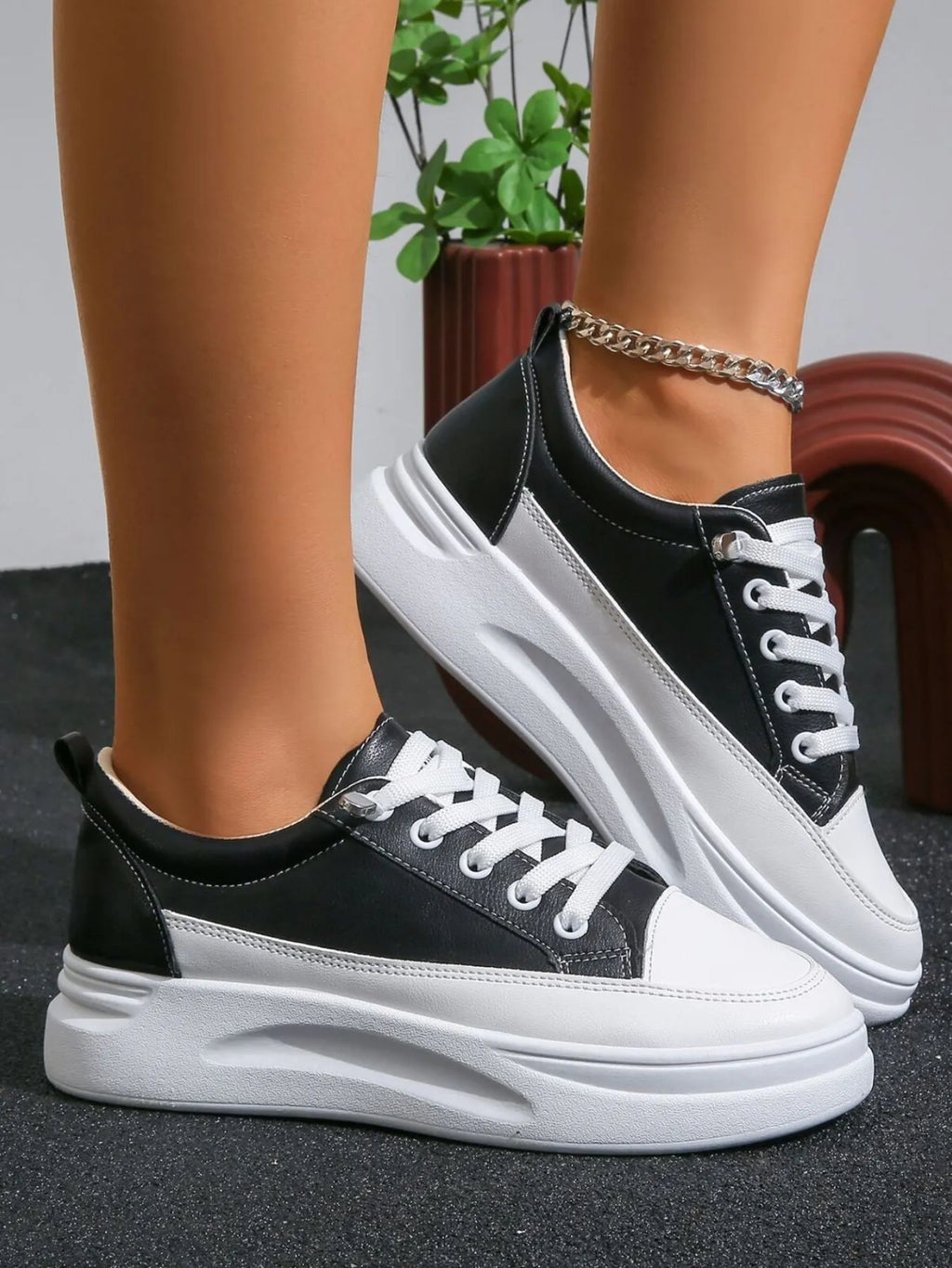 women's lace up platform sneakers - product showcase