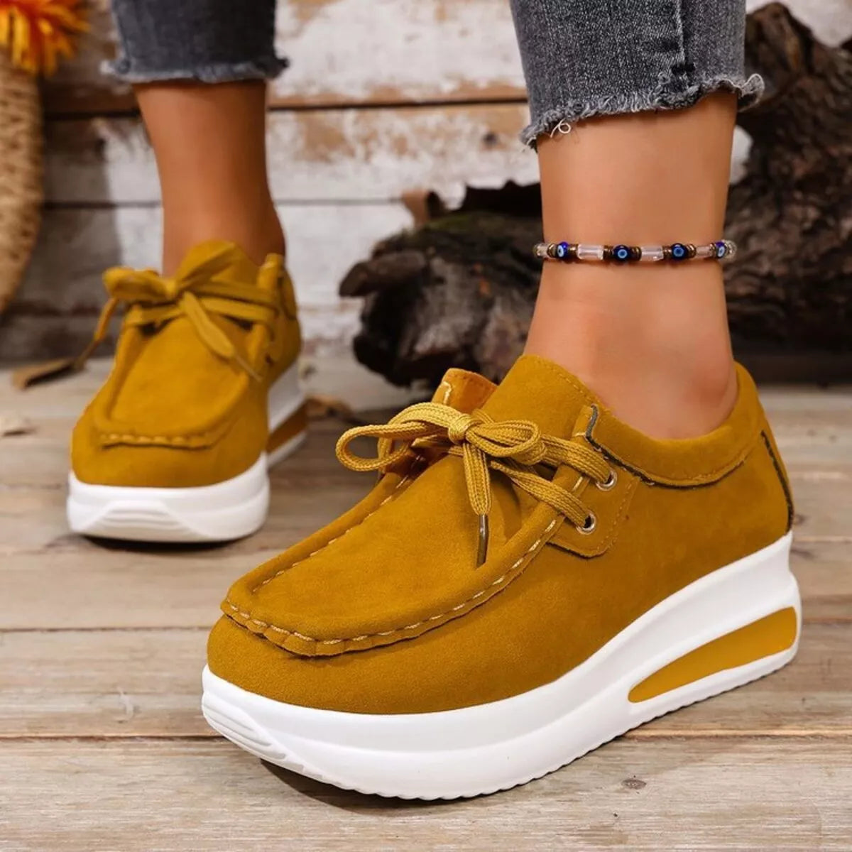 women's round toe platform sneakers - extra view