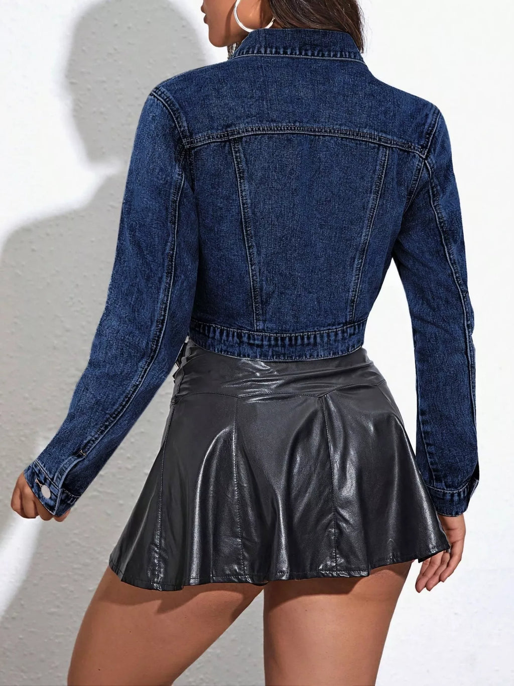women's cropped button up denim jacket - styling option