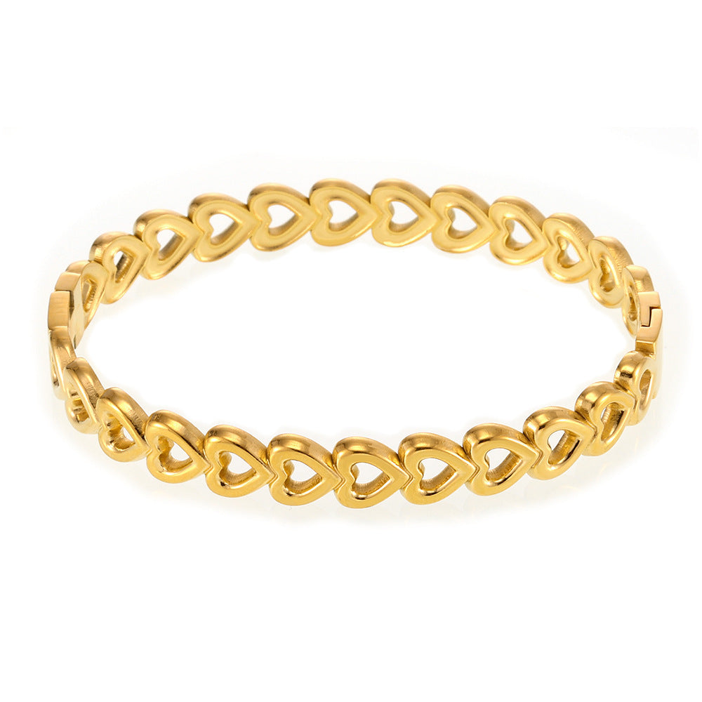 18K Gold-Plated Stainless Steel Heart Bracelet