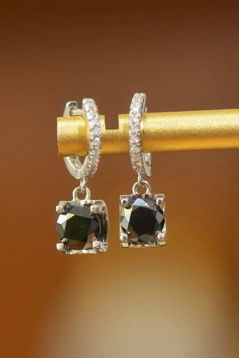 platinum-plated 925 silver moissanite hoop drop earrings with 0.9 inch length and luxury gift box

