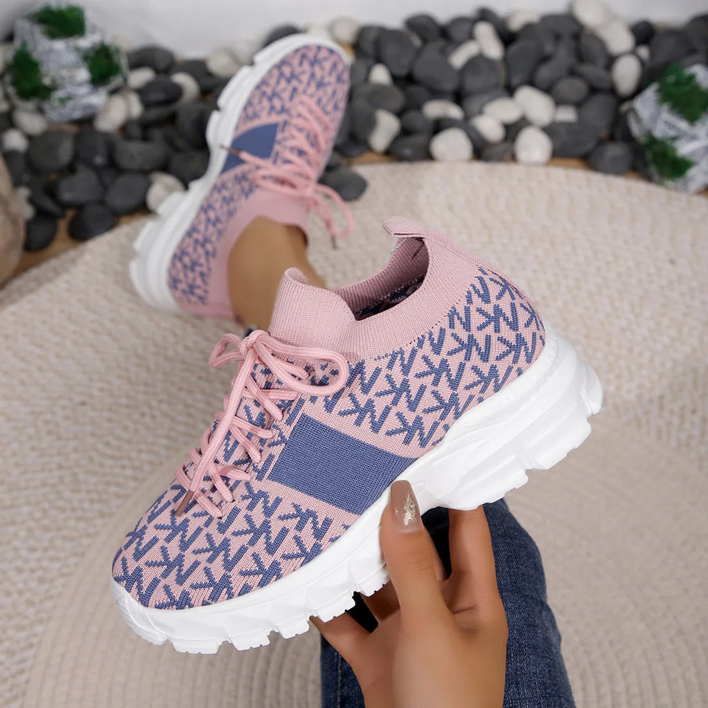 women's round toe lace up sneakers - extra view