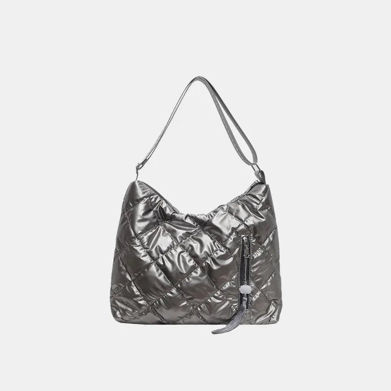 Quilted Nylon Travel Bag Gray One Size