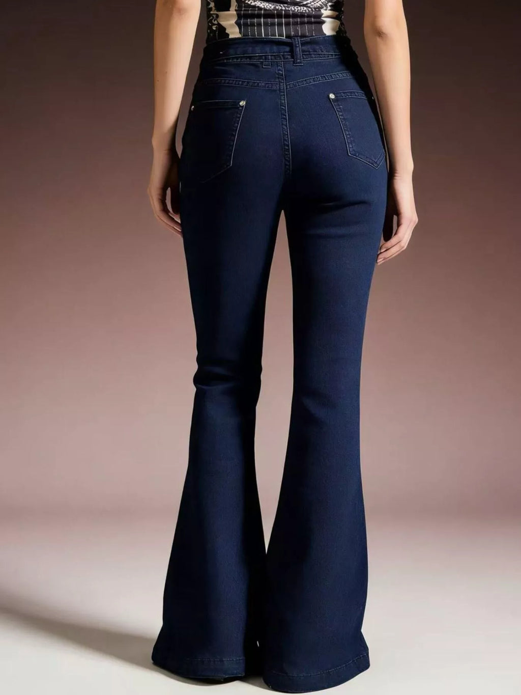 women's bow-tie high-waisted flare jeans - styling option