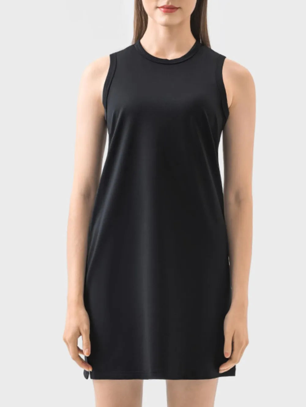 women's millennia round neck sleeveless active dress - styling option