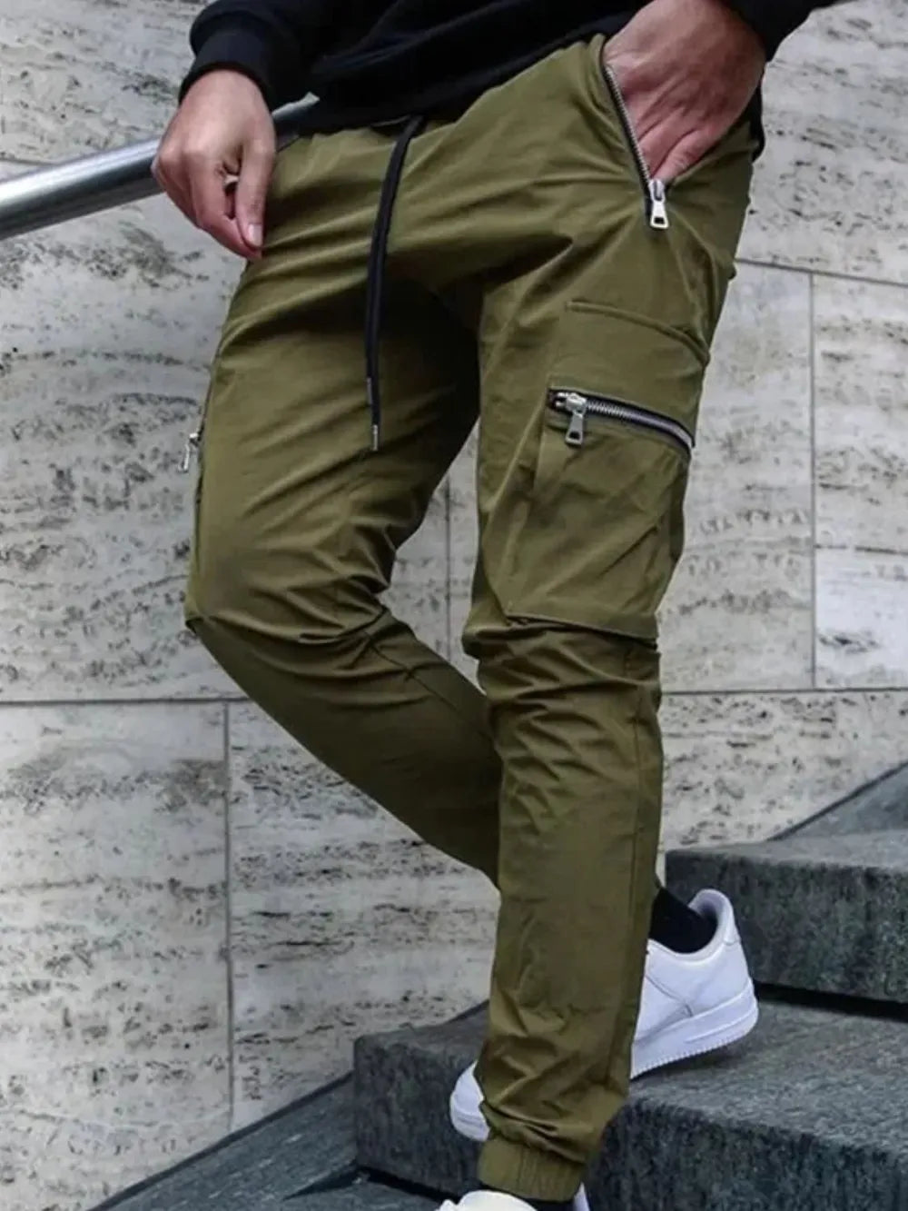 Men's Drawstring Pants with Pockets Army Green