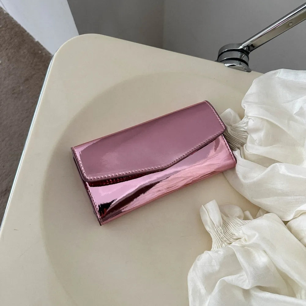 PU Leather Small Wallet Pink Purple One Size