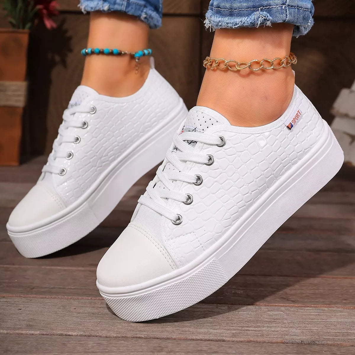 women's round toe platform sneakers - extra view