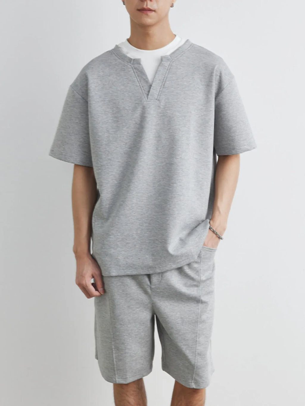 men's men's plus size half sleeve top and shorts set - product detail