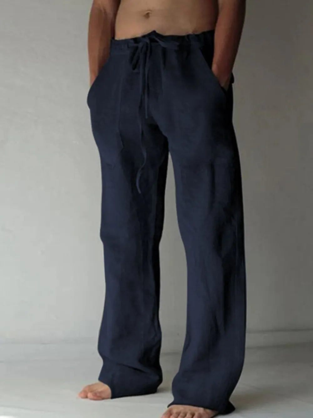 Men's Plus Size Drawstring Loose Fit Pants Navy