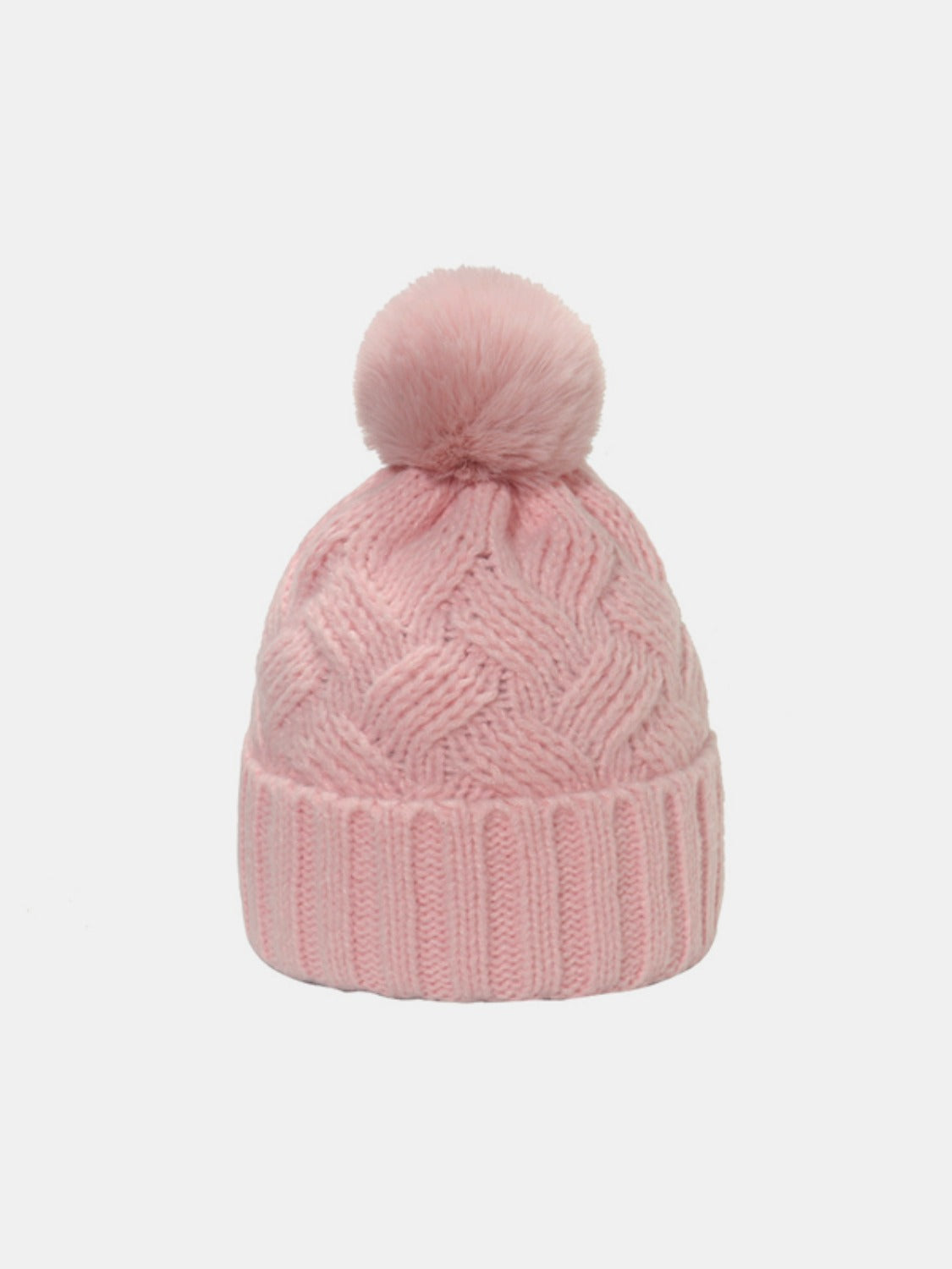 Roll Rim Cable-Knit Hat Blush Pink One Size