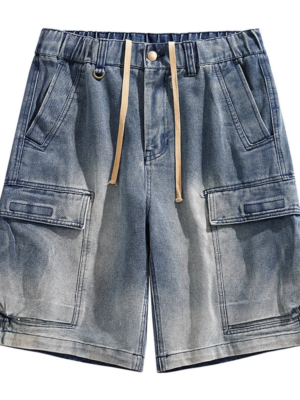 men's men's vintage wash cargo demin shorts - side view