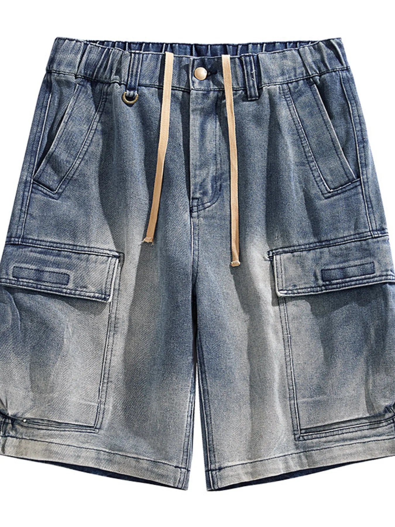 men's men's vintage wash cargo demin shorts - side view