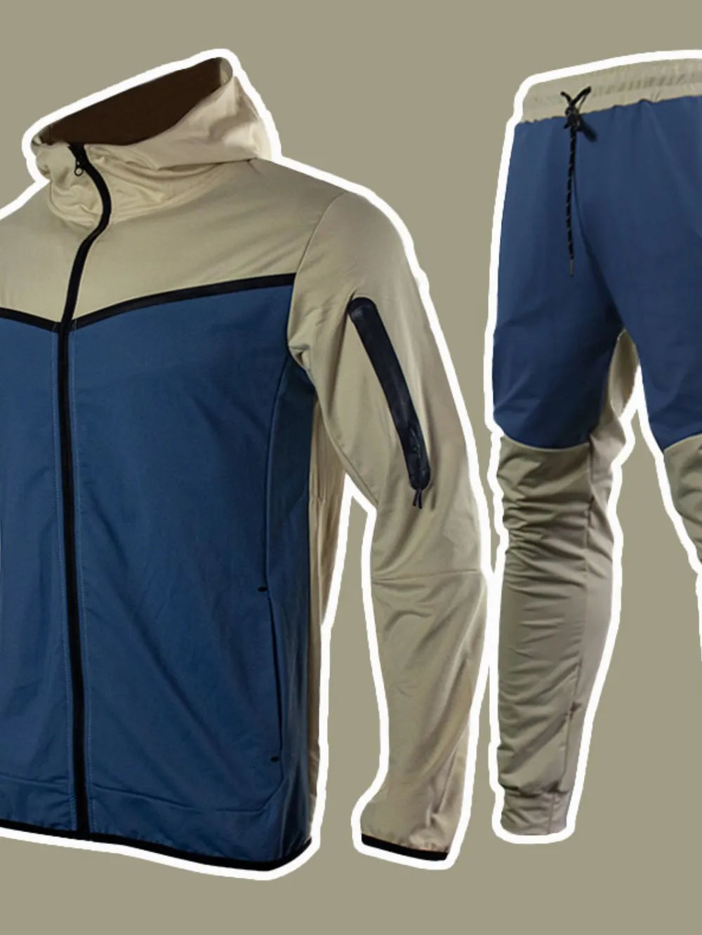 Men's Full Size Zip Up Top and Pants Set Plus Size