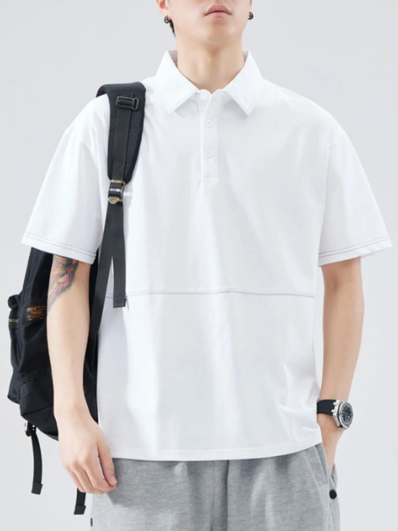 men's men's plus size casual half sleeve polo shirt - additional angle