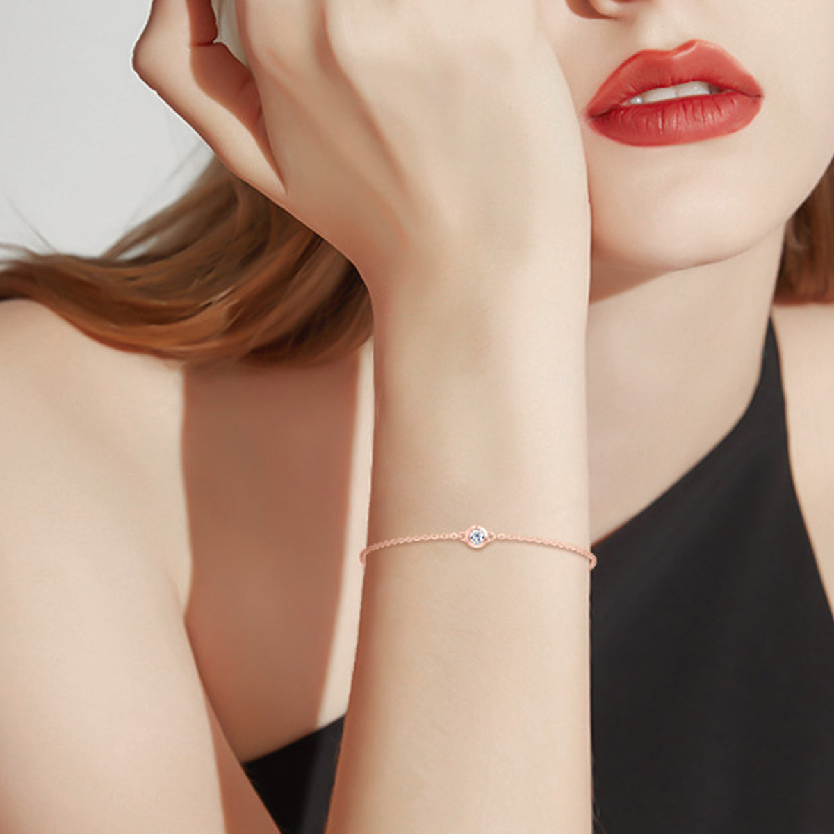 inlaid moissanite 925 sterling silver bracelet — ring view