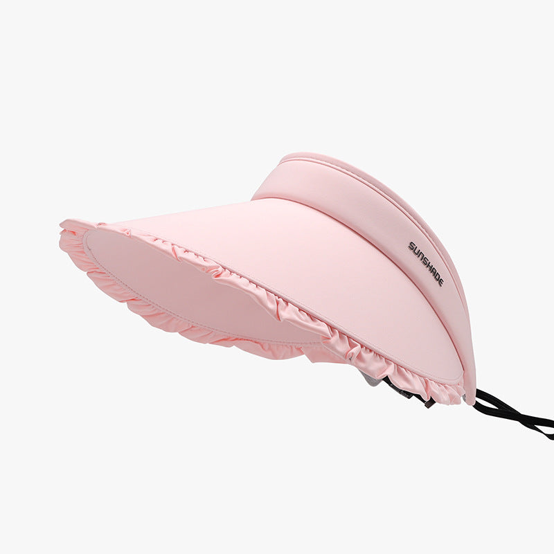 Frill Adjustable Ice Silk Sun Hat Blush Pink One Size